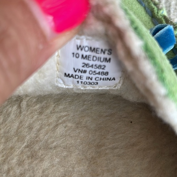 L.L. Bean Womens Green Blue Moccasin Slippers Fleece Size 10 Comfy Loungewear - Picture 5 of 5